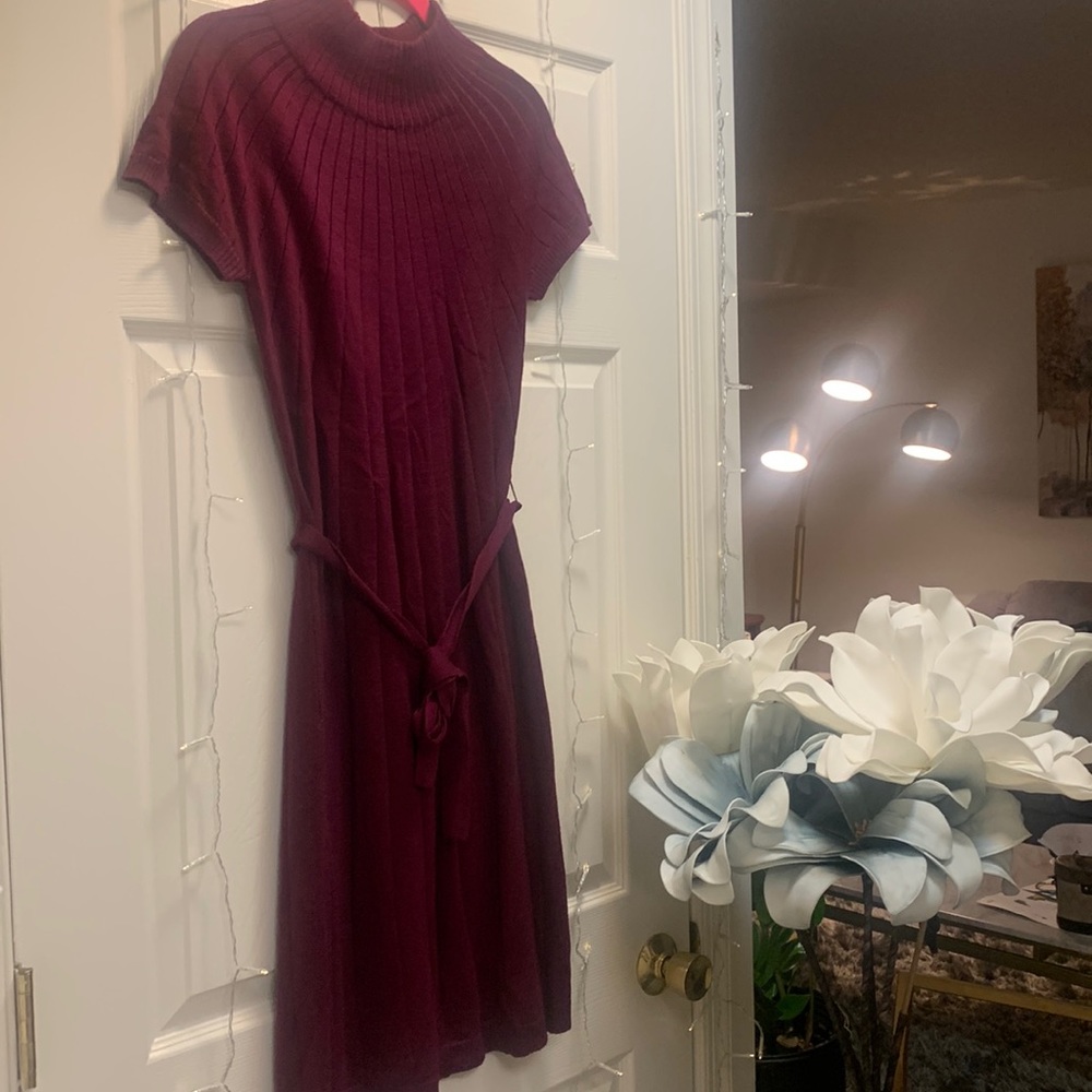 Calvin Klein Belted Sweater Dress